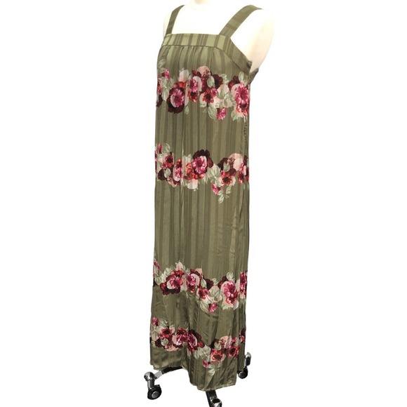 Banana Republic Size 00P Petite Lucia Apron Floral Patio Maxi Dress Zip Green - Picture 6 of 11